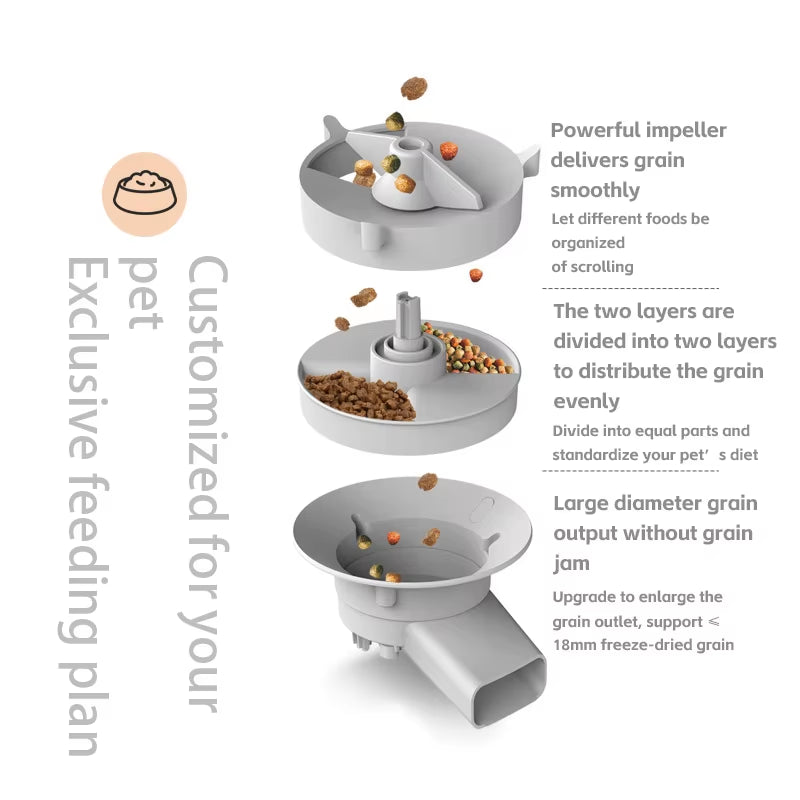 5L Pet Feeder with Camera Automatic Cat Feeder Smart Dog Food Dispenser Wifi Timing Stainless Steel Feeding Bowl（No 5V 2A Plug）