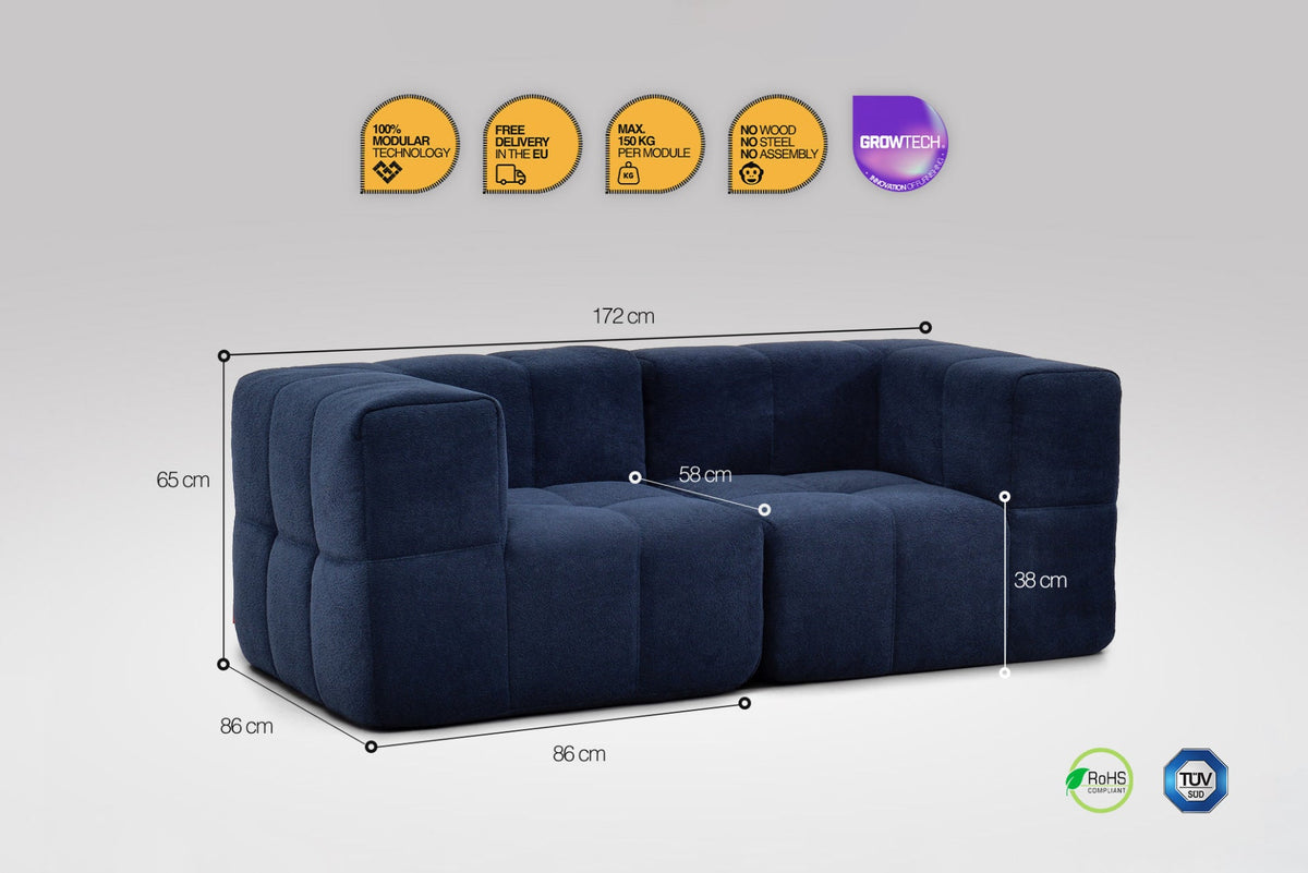 2 Teiliges Modulares Sofa – Blau