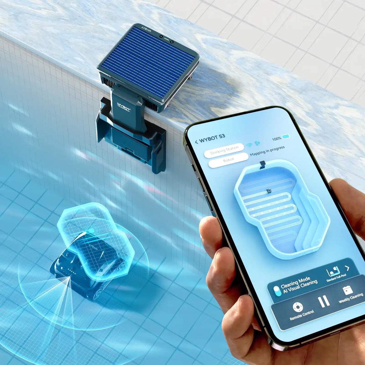 WYBOT S3 Self-Emptying Robotic Pool Cleaner 3D Mapping & AI Vision
