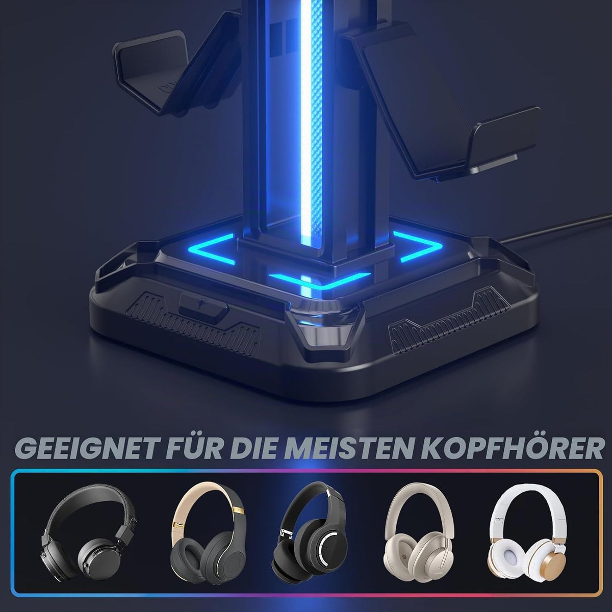 KDD Gaming Kopfhörer Ständer & Abnehmbar Controller Halter Mit 9 Lichtmodi