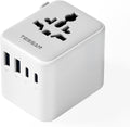 TESSAN Reiseadapter Weltweit Mit 2 USB a Und 2 USB C, Grau