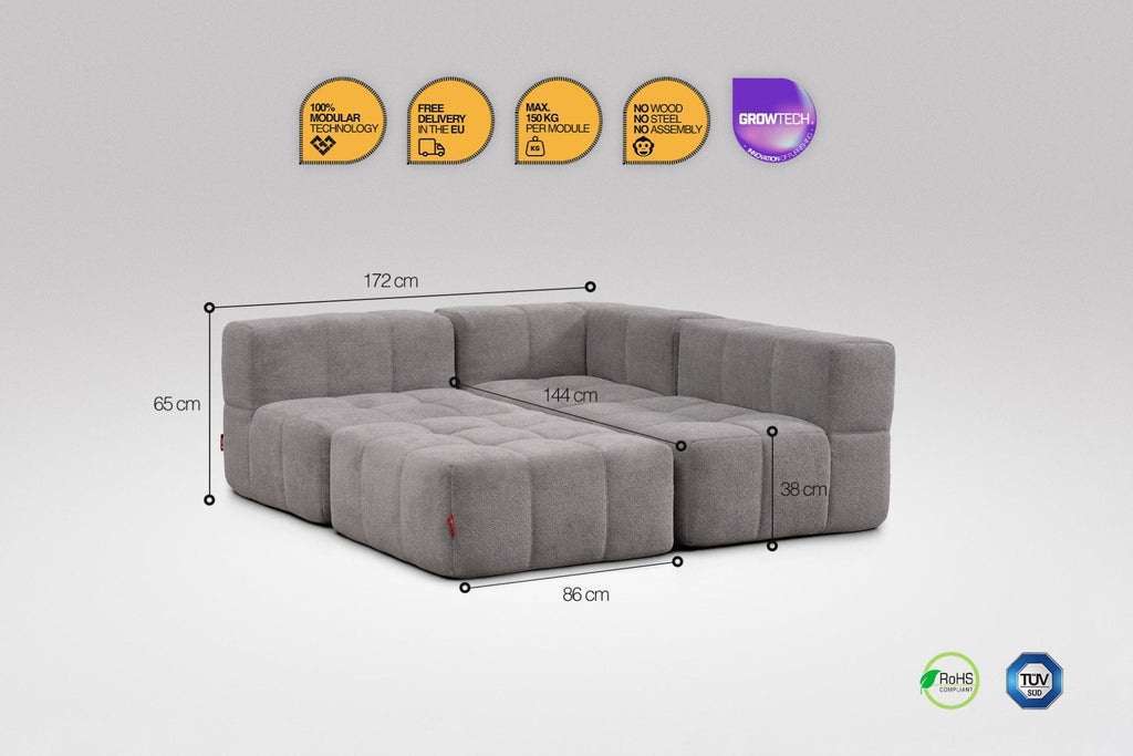 4 Teiliges Modulares Sofa – Grau