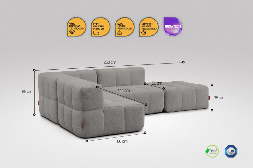 4 Teiliges Modulares Sofa – Grau