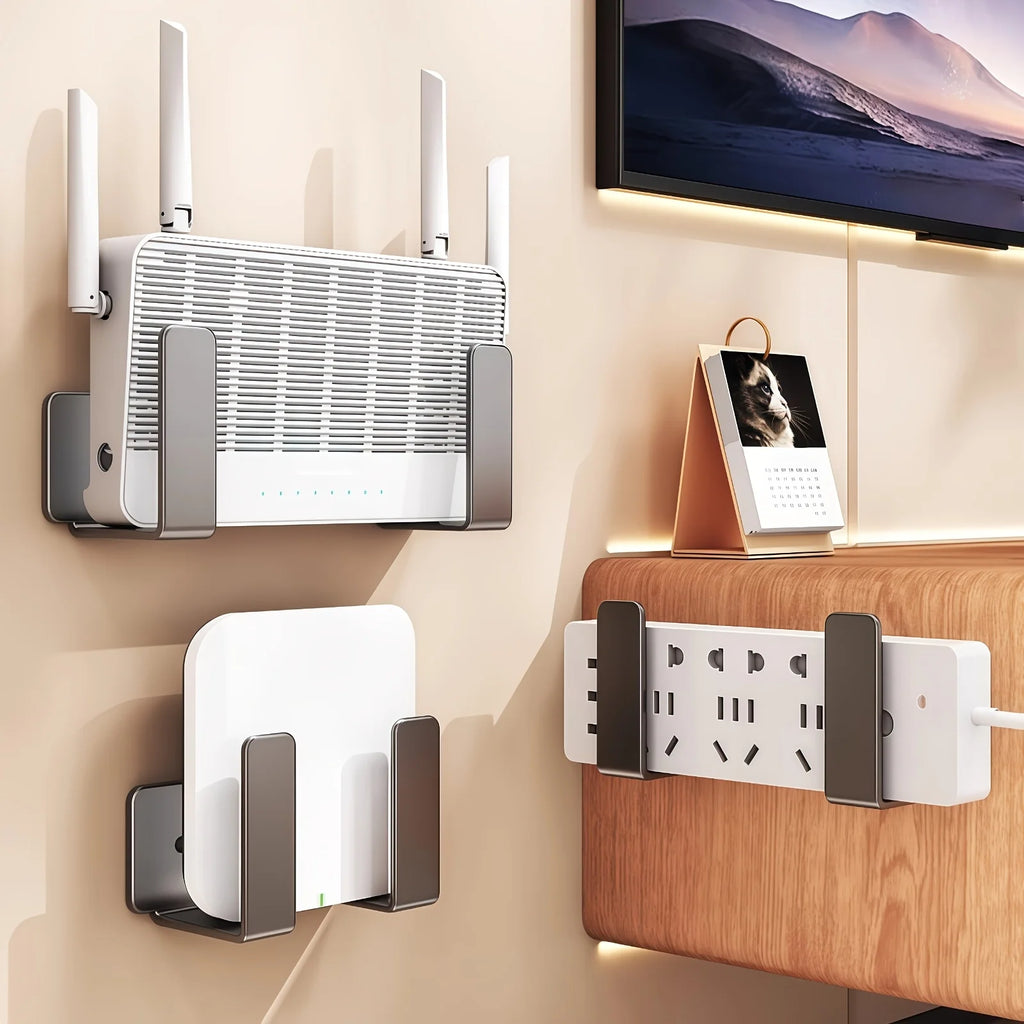No-Drill Wall Mount Router Storage Rack TV Network Fiber Set Topbox Holder Multi-Functional Media Device Shelf for Roku/Router