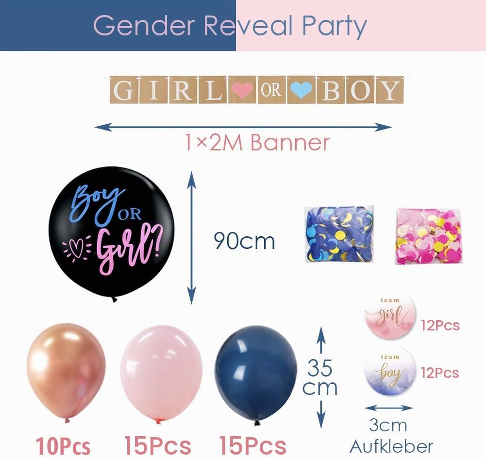 Babyparty Deko Gender Reveal Party Boy or Girl Konfetti Deko Set Geschlecht Offenbaren Mädchen Oder Junge Baby Shower Dekoration