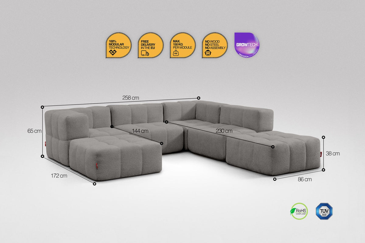 6 Teiliges Modulares Sofa – Grau