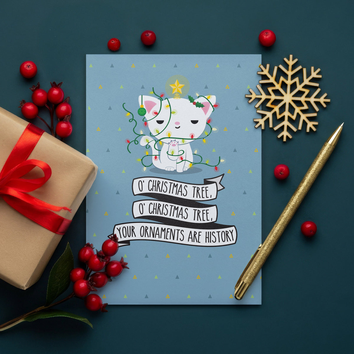 Weihnachtskarte mit Katzenmotiv – Christmas Cat