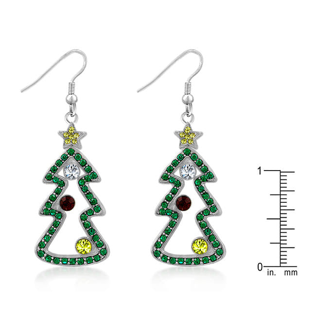 Weihnachtliche Ohrringe mit Zirkonia und Rhodiumauflage