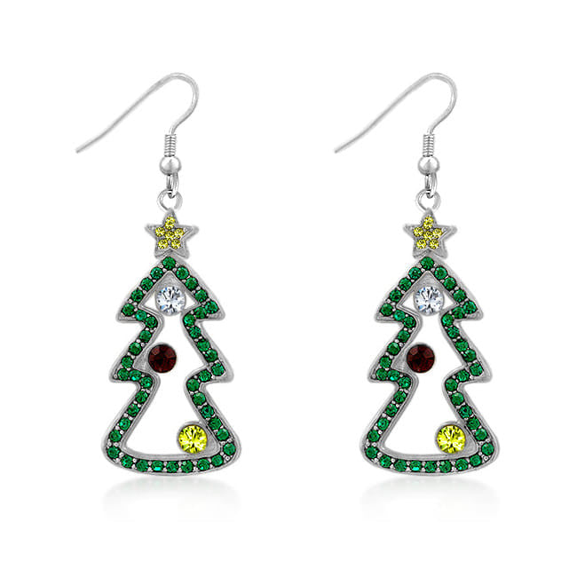 Weihnachtliche Ohrringe mit Zirkonia und Rhodiumauflage