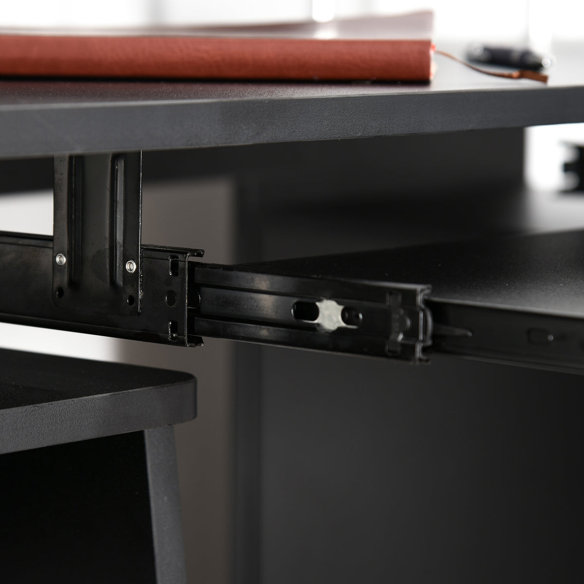 Bureau informatique étagères et tiroir, 120 x 50 x 85 cm, bureau d'ordinateur avec rangement support imprimant et clavier, table d'étude pour chambre, bureau, noir