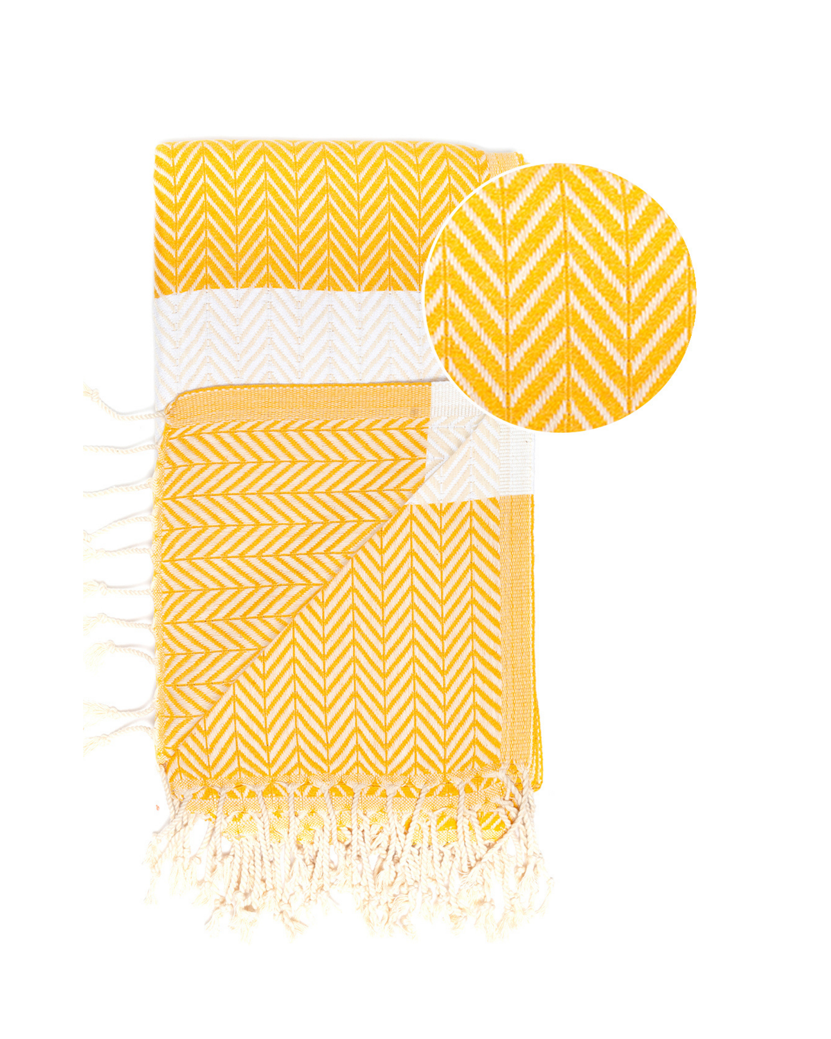 ZAYA Hammam Towel, Beach Towel, Pestemal - Mustard / White