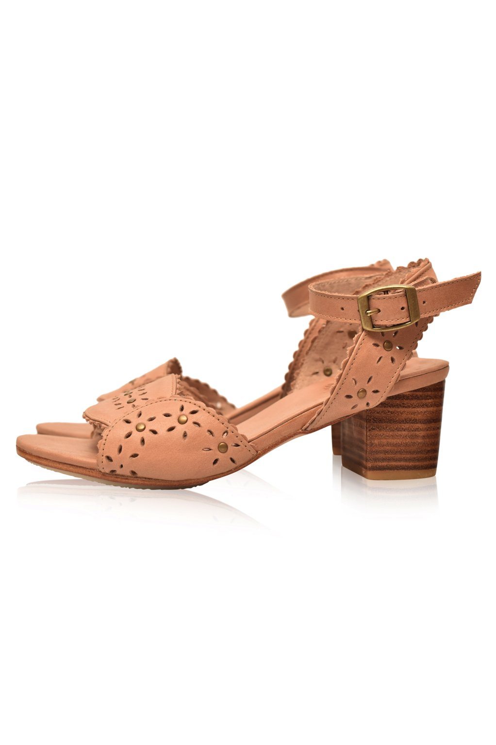 Paloma Scalloped Leather Heel Sandals