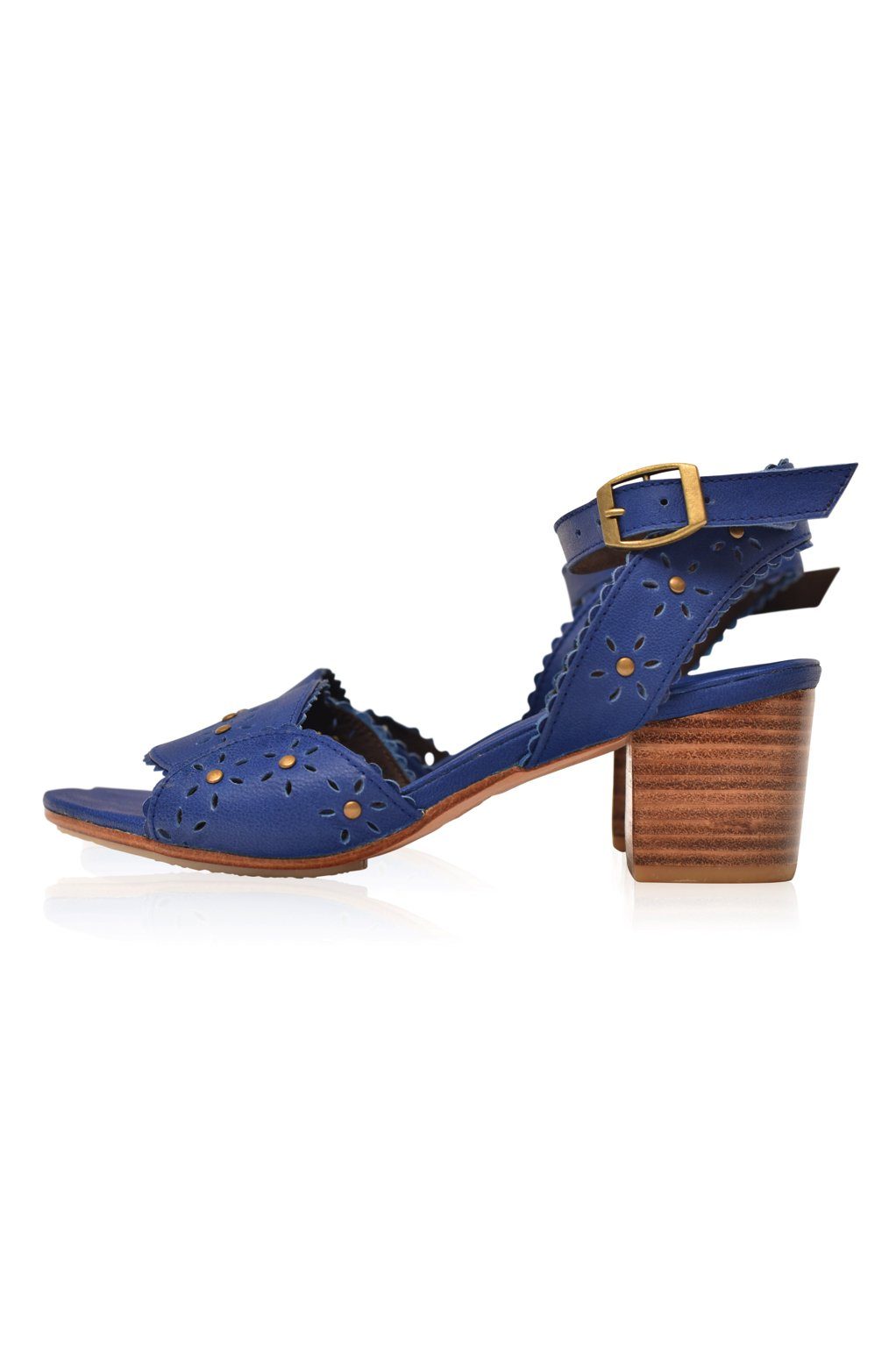 Paloma Scalloped Leather Heel Sandals