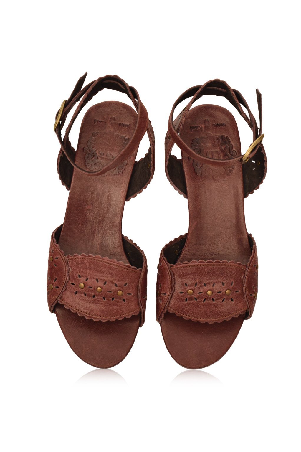 Paloma Scalloped Leather Heel Sandals