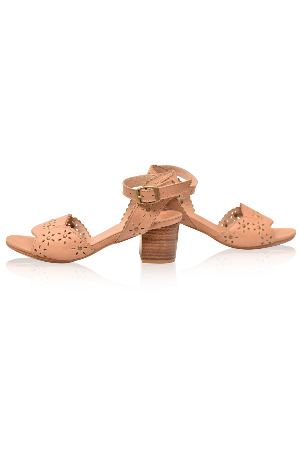 Paloma Scalloped Leather Heel Sandals
