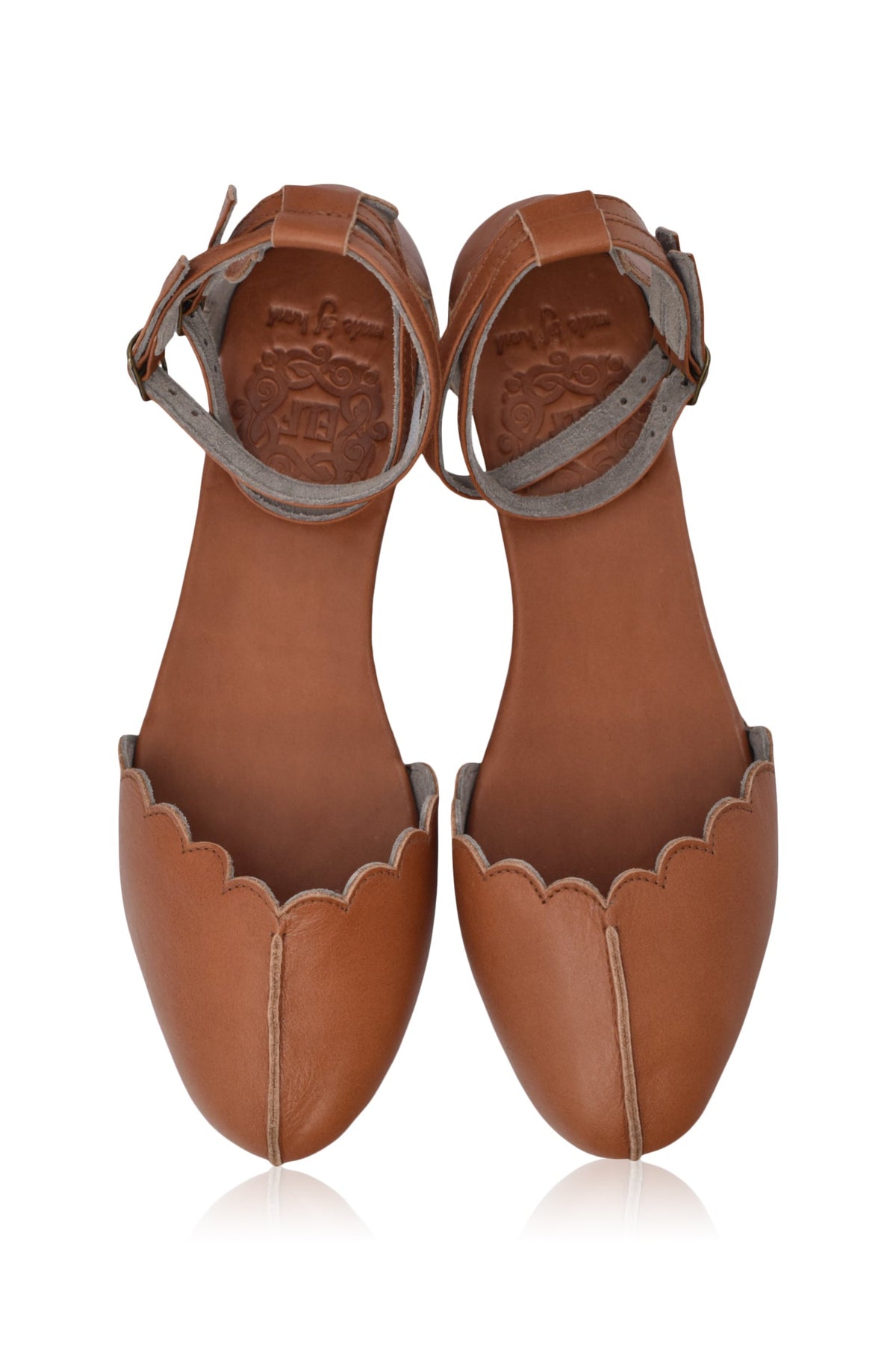Venus Almond Toe Scalloped Leather Flats