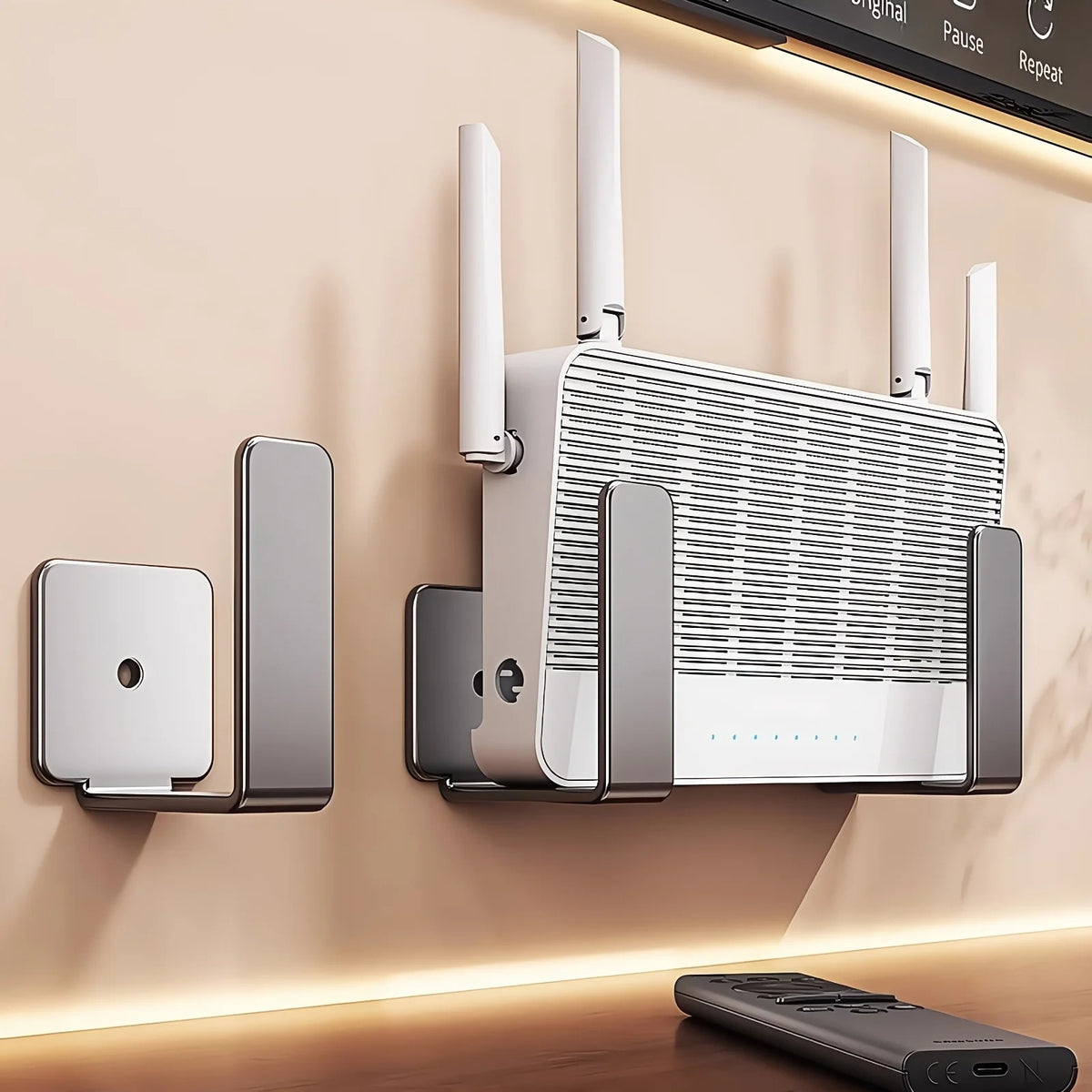 No-Drill Wall Mount Router Storage Rack TV Network Fiber Set Topbox Holder Multi-Functional Media Device Shelf for Roku/Router