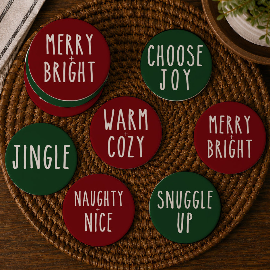 Weihnachtliche Keramik-Untersetzer mit Korkrückseite