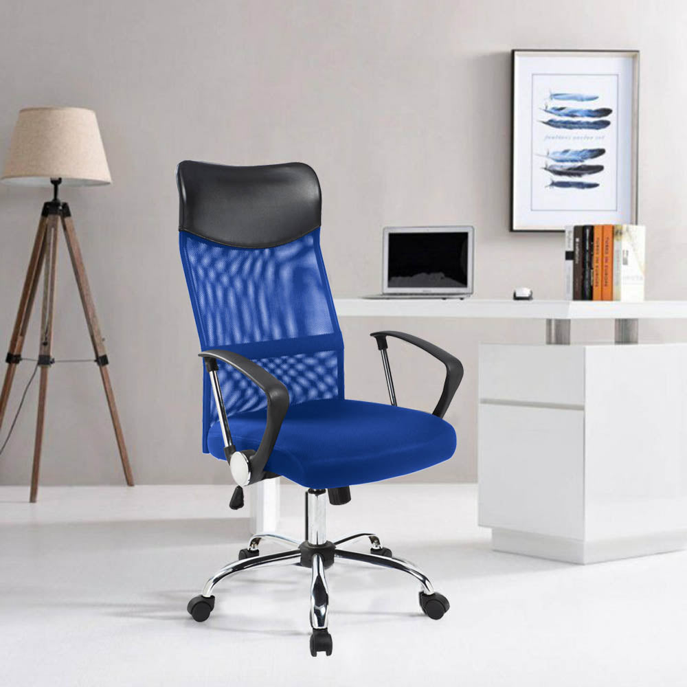 Ergonomic office chair with raised back - blue
