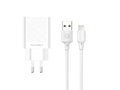Techancy Carregador Usb 2.4A Branco  TA2759, Kit De Cabos Ip7/X/11-14, 1m 2.4A, Chip Inteligente Incorporado.