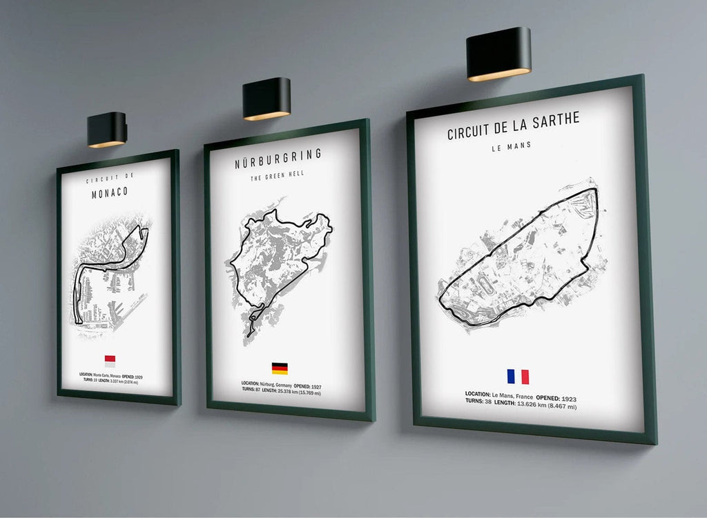 Poster Formel 1 Kalender 2026 Strecken Großer Preis von Monaco Spa Francorchamps Deko Print ohne Rahmen